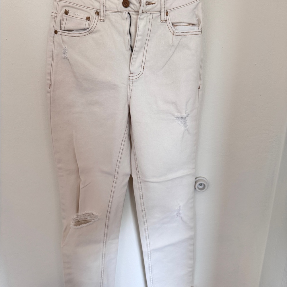 Elegant Cream Straight Leg Women's Jeans